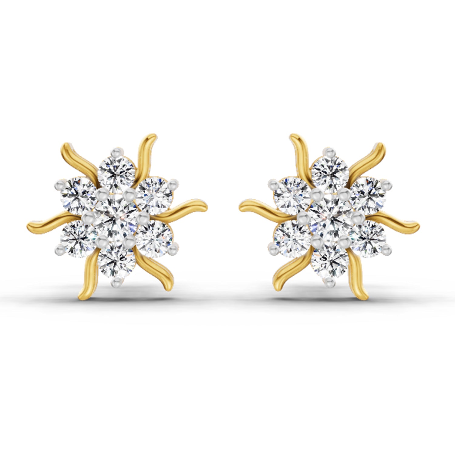 0.92 Carat Diamond Floral Cluster Stud Earrings 14K