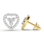 0.63 Carat Heart Shape 3 Stone Diamond Stud Earrings 14K