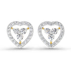 0.63 Carat Heart Shape 3 Stone Diamond Stud Earrings 14K