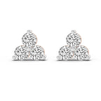 1 Carat Diamond 3 Stone Stud Earrings 14K - Rose Gold