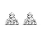 1 Carat Diamond 3 Stone Stud Earrings 14K - White Gold