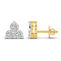 1 Carat Diamond 3 Stone Stud Earrings 14K