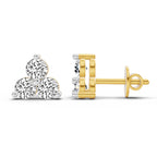 1 Carat Diamond 3 Stone Stud Earrings 14K