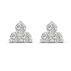 1 Carat Diamond 3 Stone Stud Earrings 14K