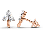 0.52 Carat 3 Stone Diamond Stud Earrings 14K - Rose Gold