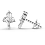 0.52 Carat 3 Stone Diamond Stud Earrings 14K - White Gold