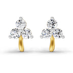 0.52 Carat 3 Stone Diamond Stud Earrings 14K