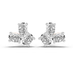 1 Carat Oval Shape 3 Stone Diamond Stud Earrings 14K - Rose Gold
