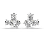 1 Carat Oval Shape 3 Stone Diamond Stud Earrings 14K