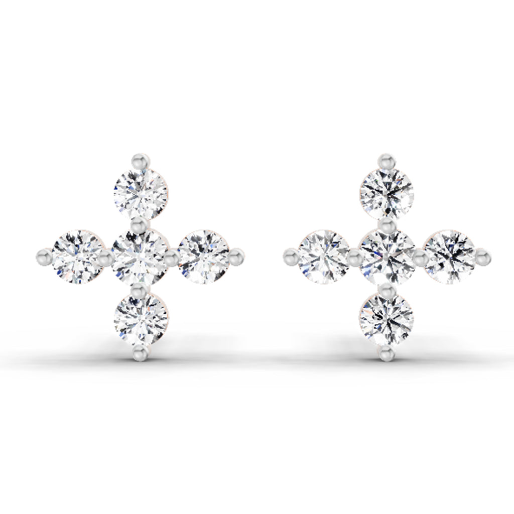 0.37 Carat Diamond Floral Stud Earrings 14K - Rose Gold