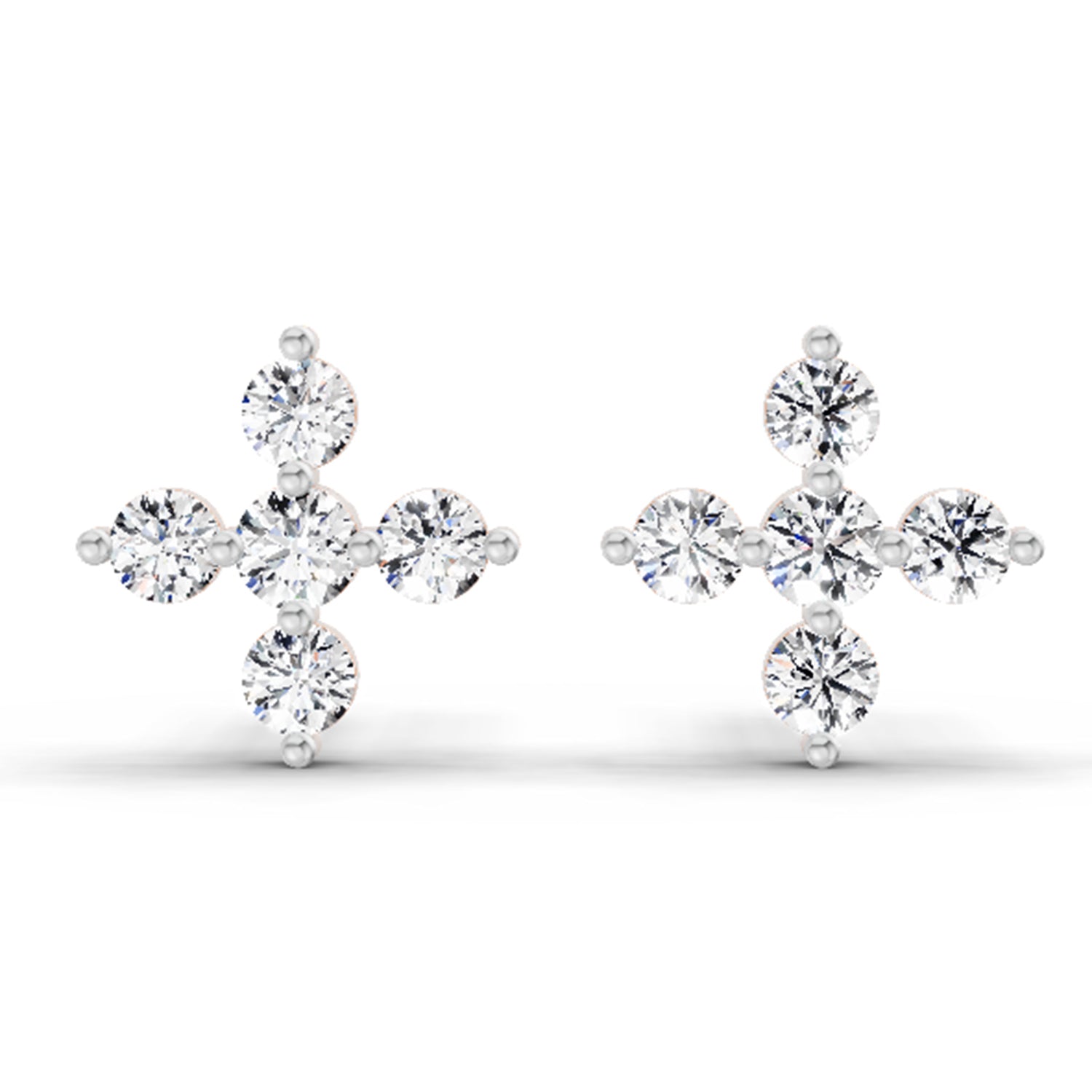 0.37 Carat Diamond Floral Stud Earrings 14K - Rose Gold