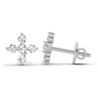0.37 Carat Diamond Floral Stud Earrings 14K - White Gold