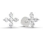 0.37 Carat Diamond Floral Stud Earrings 14K - White Gold