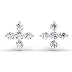 0.37 Carat Diamond Floral Stud Earrings 14K - White Gold