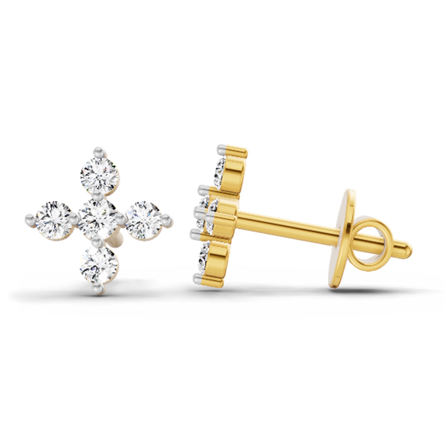 0.37 Carat Diamond Floral Stud Earrings 14K