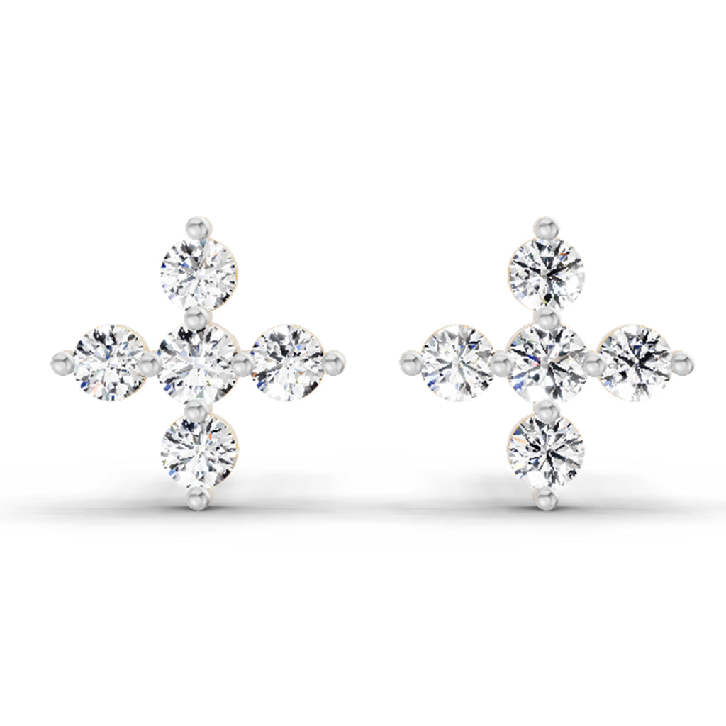 0.37 Carat Diamond Floral Stud Earrings 14K