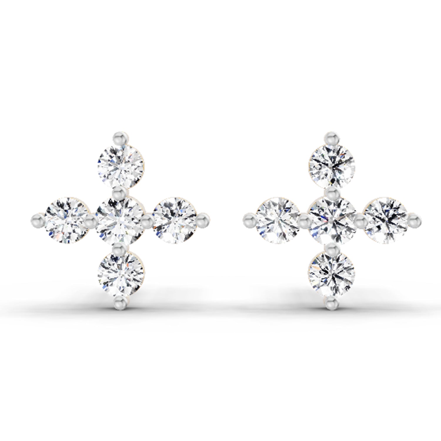 0.37 Carat Diamond Floral Stud Earrings 14K