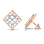 1 Carat Diamond Square Cluster Stud Earrings 14K Sparkles - Rose Gold