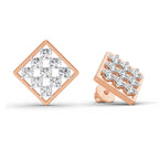 1 Carat Diamond Square Cluster Stud Earrings 14K Sparkles - Rose Gold