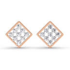 1 Carat Diamond Square Cluster Stud Earrings 14K Sparkles - Rose Gold