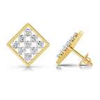 1 Carat Diamond Square Cluster Stud Earrings 14K Sparkles