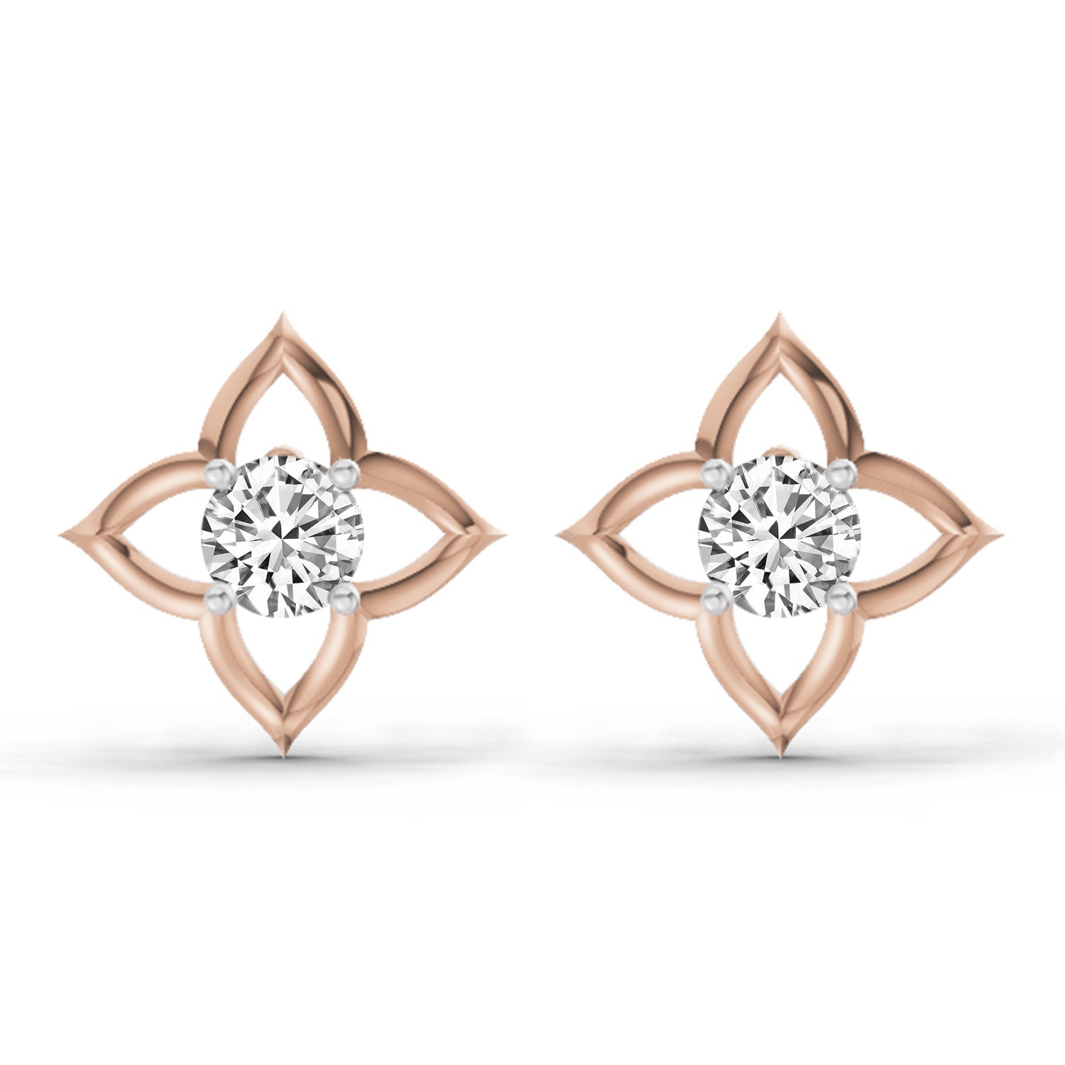 0.76 Carat Diamond Stud Earrings 14K - Rose Gold