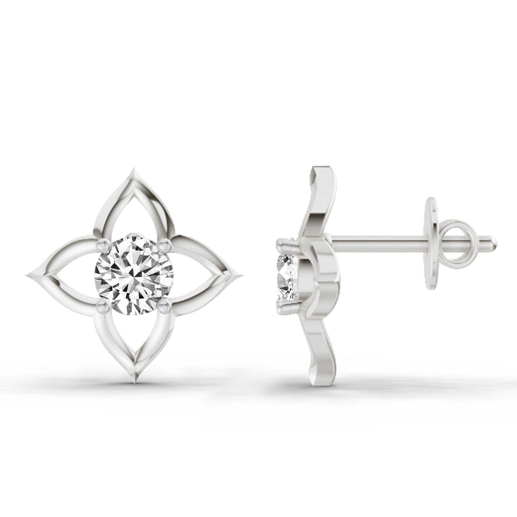 0.76 Carat Diamond Stud Earrings 14K - White Gold