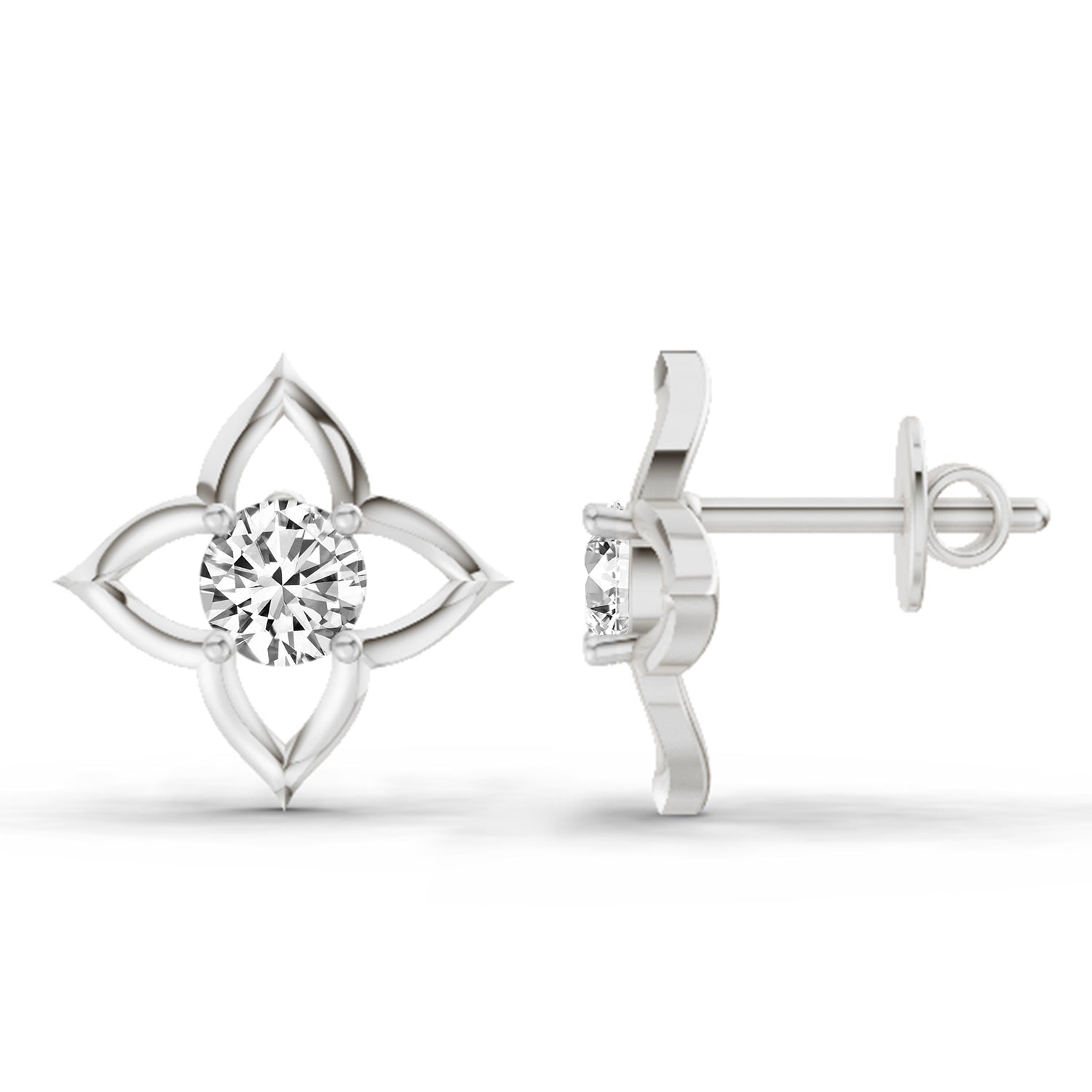 0.76 Carat Diamond Stud Earrings 14K - White Gold