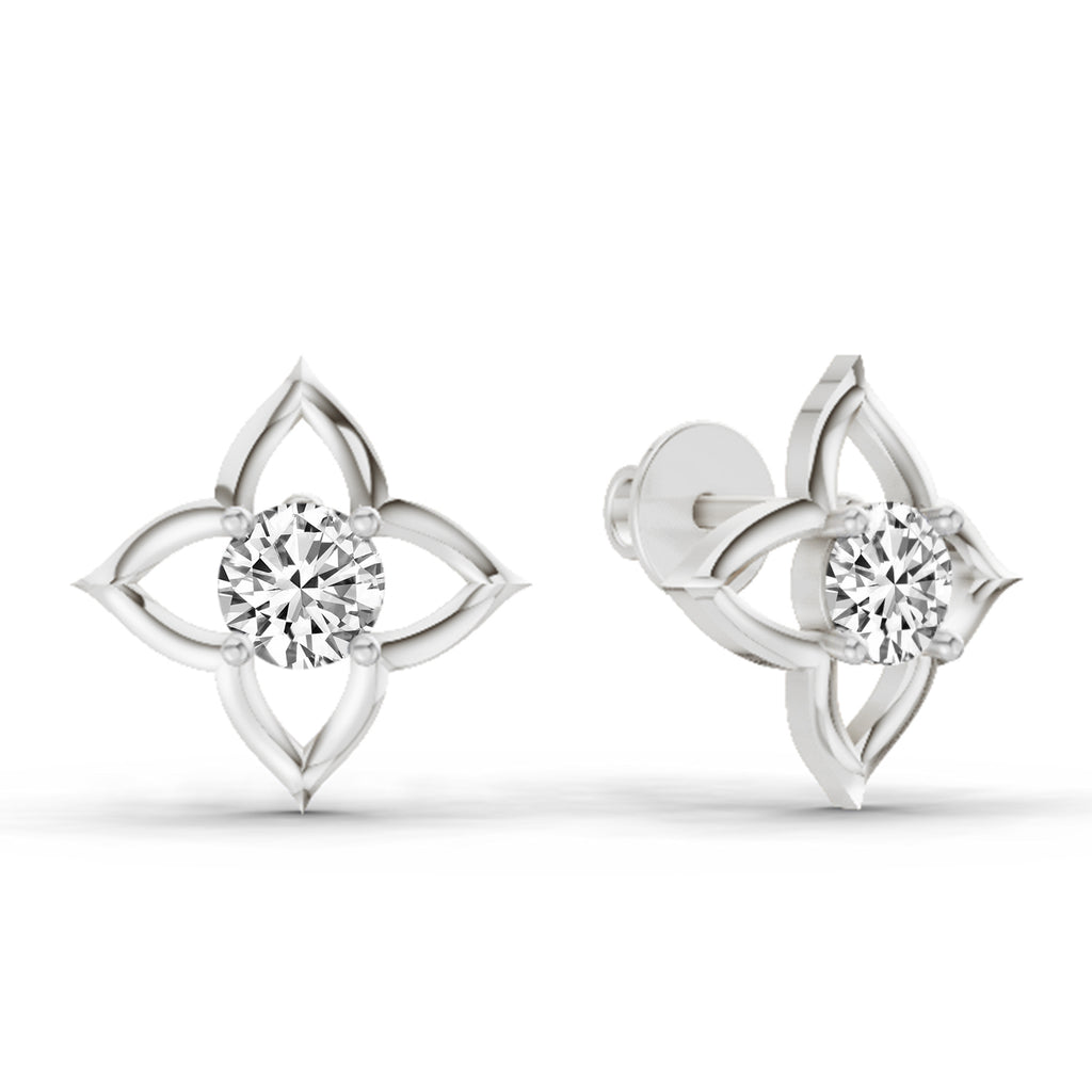 0.76 Carat Diamond Stud Earrings 14K - White Gold