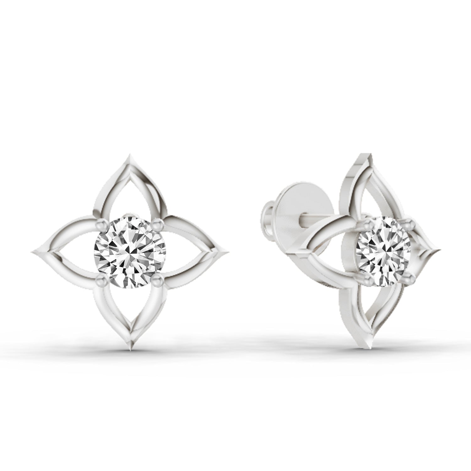 0.76 Carat Diamond Stud Earrings 14K - White Gold