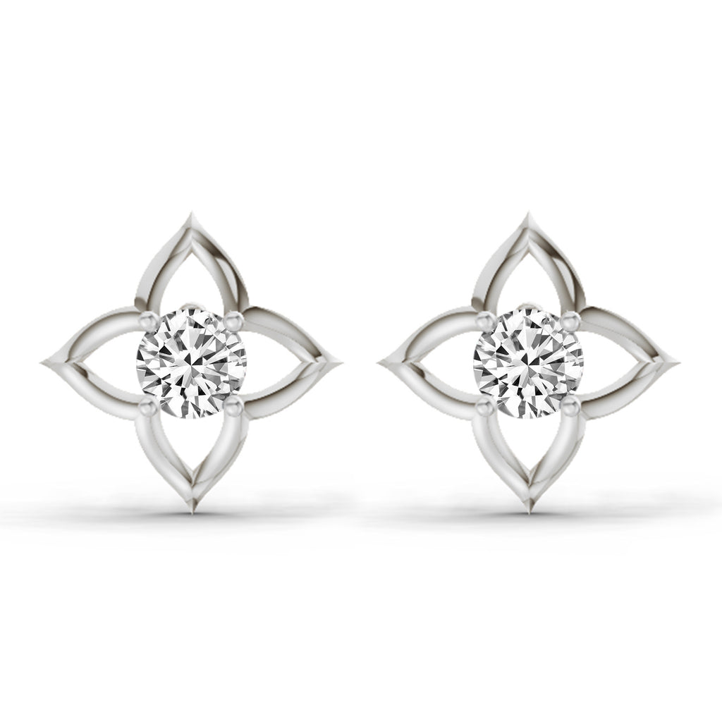 0.76 Carat Diamond Stud Earrings 14K - White Gold