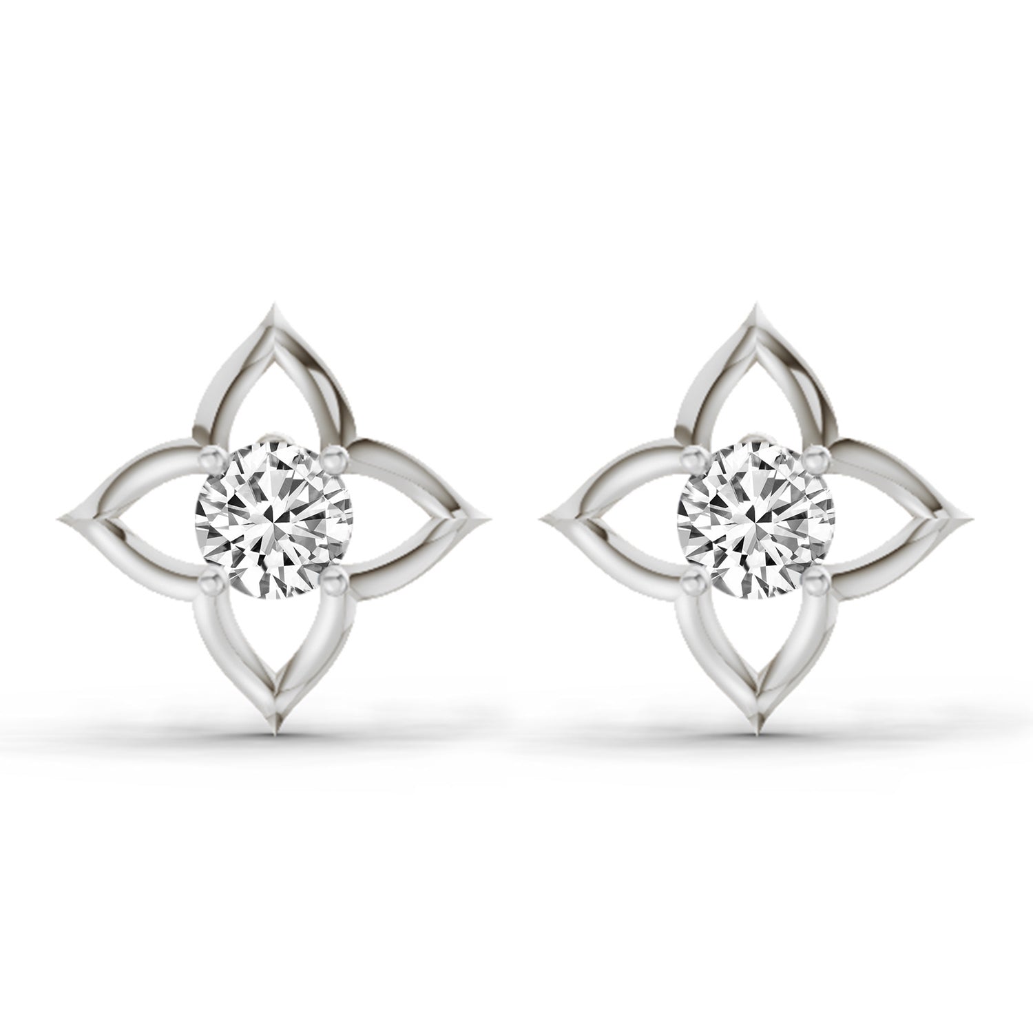 0.76 Carat Diamond Stud Earrings 14K - White Gold