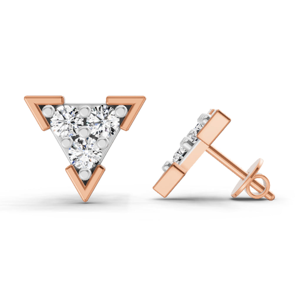 1 Carat Diamond Triangle Stud Earrings 14K Sparkles - Rose Gold