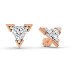 1 Carat Diamond Triangle Stud Earrings 14K Sparkles - Rose Gold