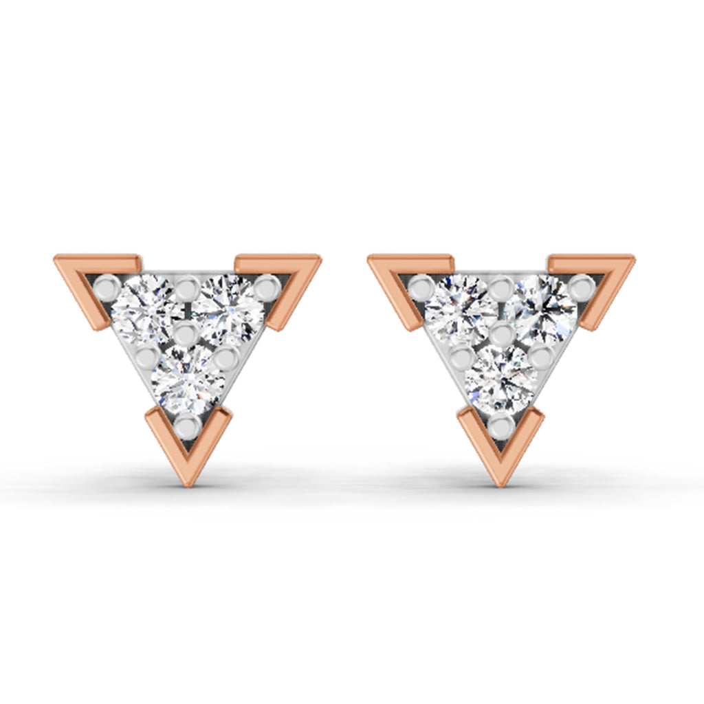 1 Carat Diamond Triangle Stud Earrings 14K Sparkles - Rose Gold