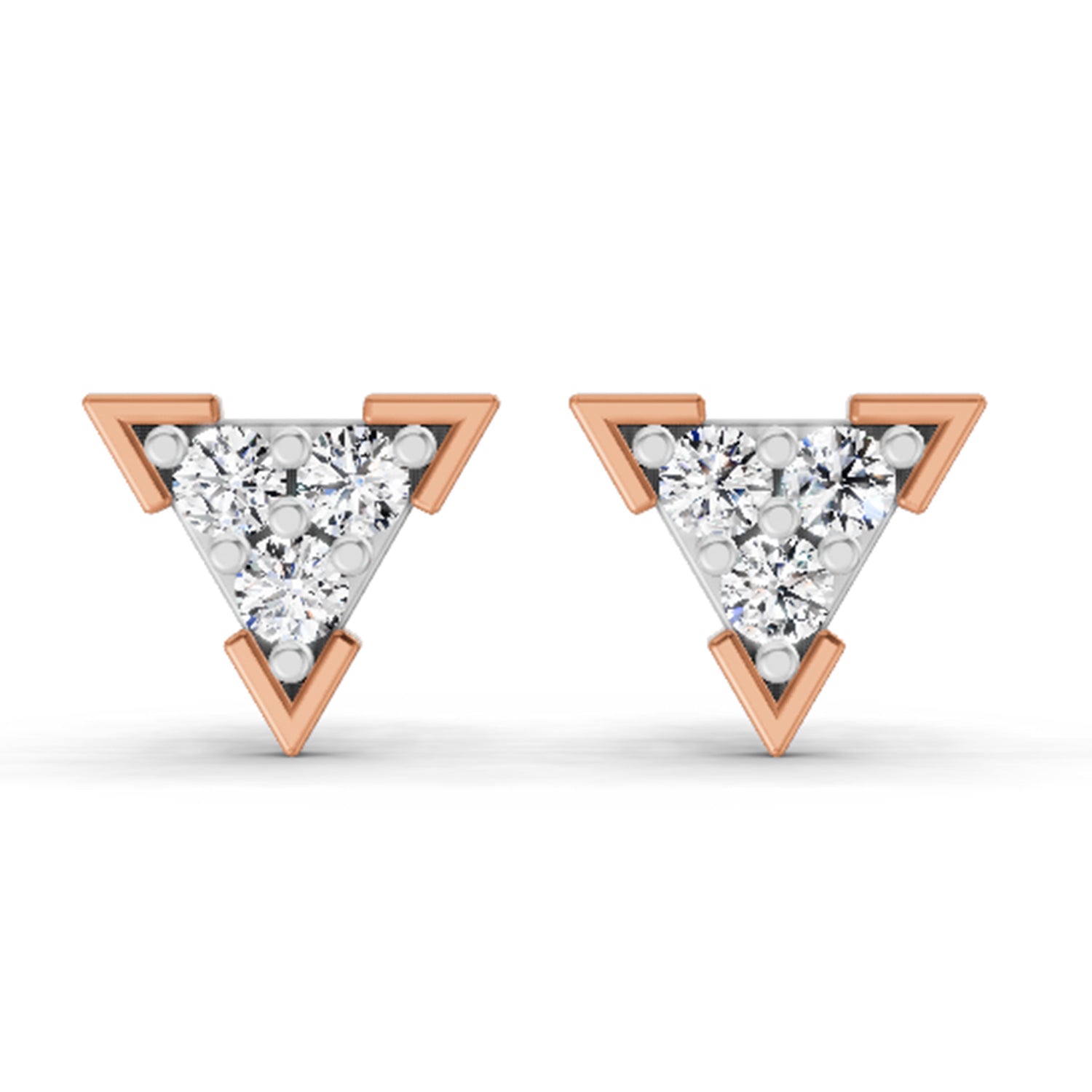1 Carat Diamond Triangle Stud Earrings 14K Sparkles - Rose Gold
