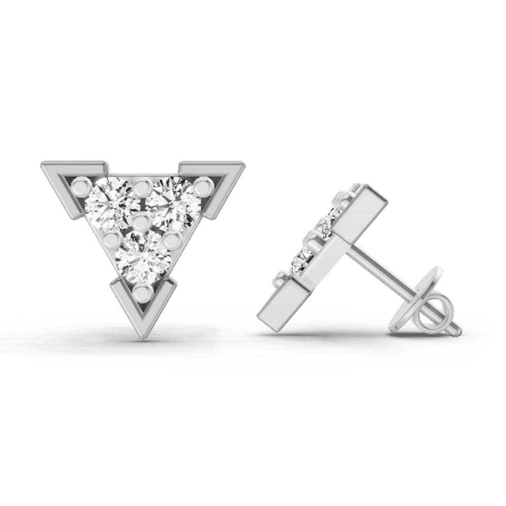 1 Carat Diamond Triangle Stud Earrings 14K Sparkles - White Gold