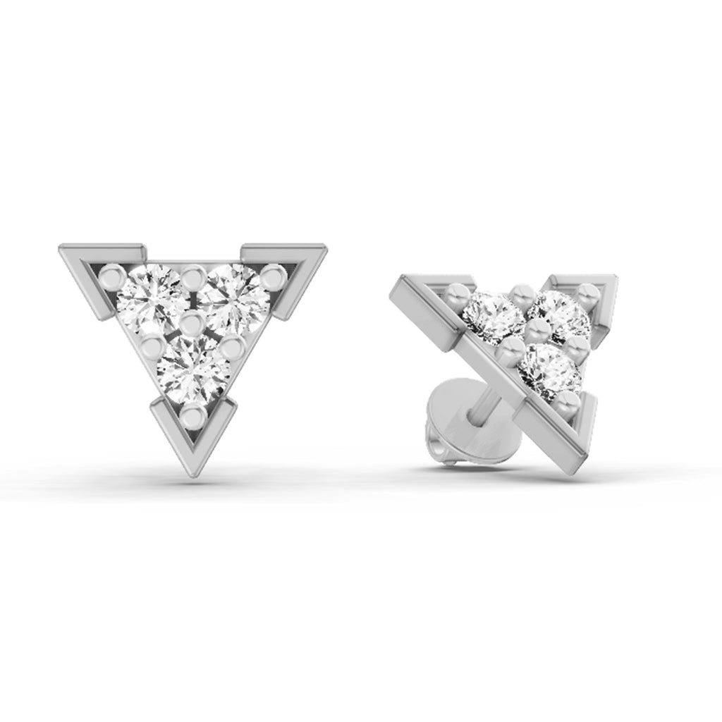 1 Carat Diamond Triangle Stud Earrings 14K Sparkles - White Gold