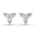 1 Carat Diamond Triangle Stud Earrings 14K Sparkles - White Gold