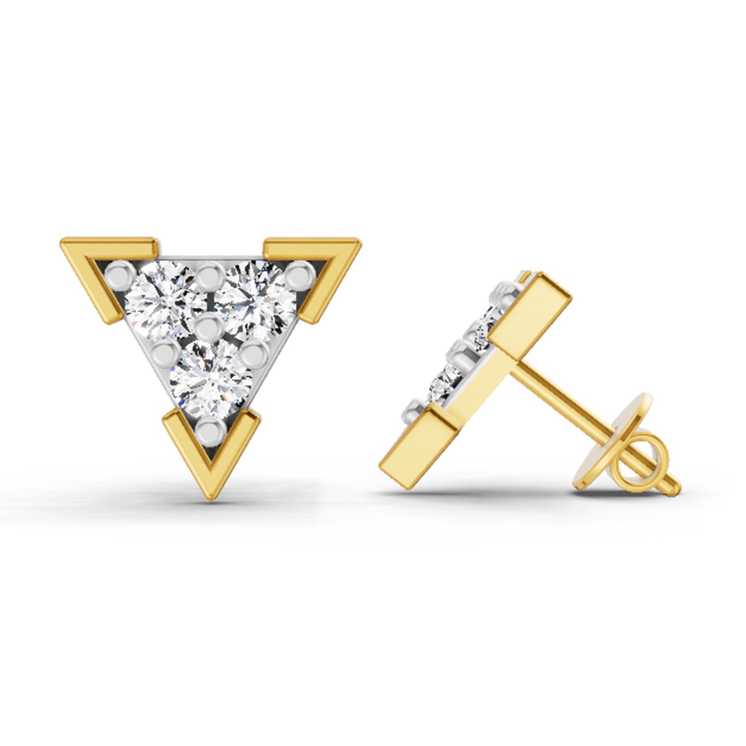1 Carat Diamond Triangle Stud Earrings 14K Sparkles