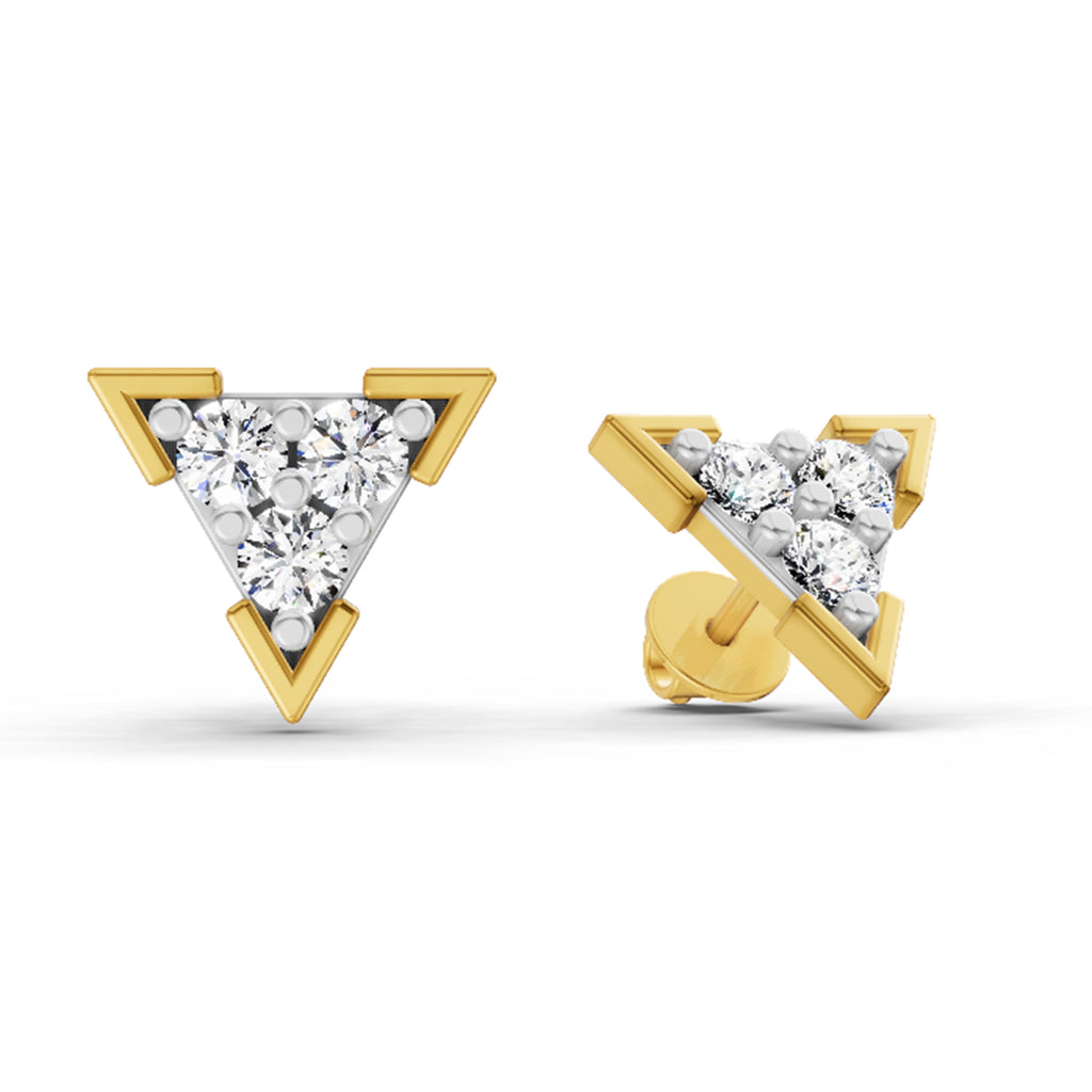 1 Carat Diamond Triangle Stud Earrings 14K Sparkles