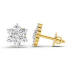 0.97 Carat Diamond Floral Cluster Stud Earrings 14K Sparkles