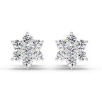 0.97 Carat Diamond Floral Cluster Stud Earrings 14K Sparkles