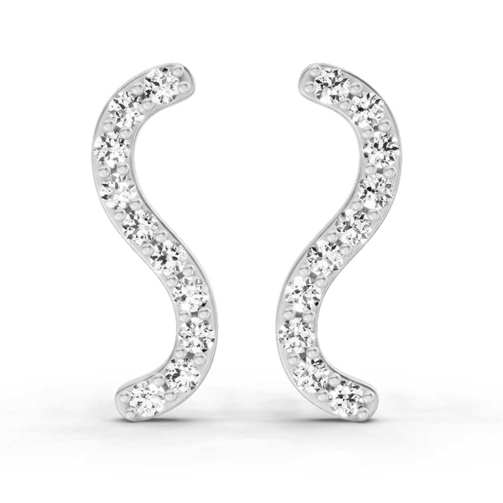 0.70 Carat Round S Shape Earrings 14K - White Gold