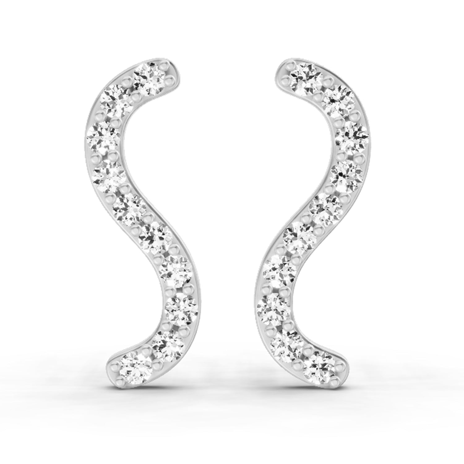 0.70 Carat Round S Shape Earrings 14K - White Gold