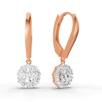 0.90 Carat Diamond Halo Drop Earrings 14K - Rose Gold