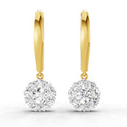 0.90 Carat Diamond Halo Drop Earrings 14K