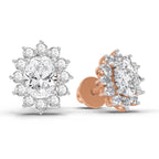 1.25 Carat Oval Shape Halo Diamond Stud Earrings 14K - Rose Gold