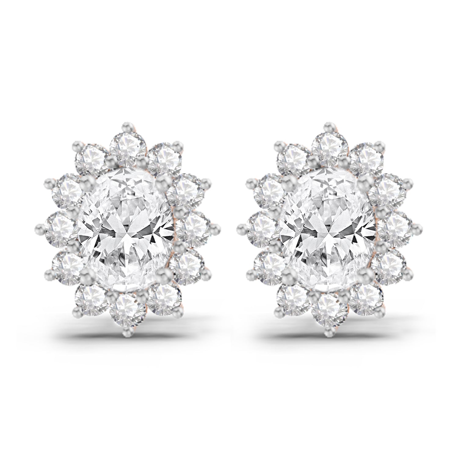1.25 Carat Oval Shape Halo Diamond Stud Earrings 14K - Rose Gold