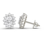 1.25 Carat Oval Shape Halo Diamond Stud Earrings 14K - White Gold
